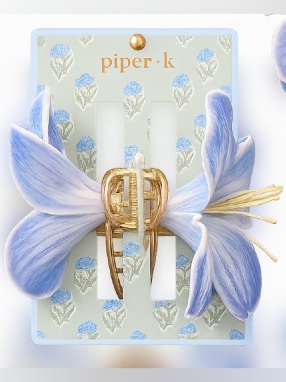 Piper K Purple Iris Floral Hair Claw Clip NWT | Statement Flower Clip